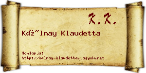 Kálnay Klaudetta névjegykártya